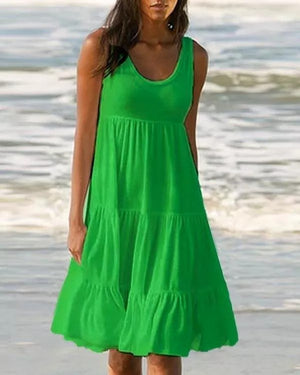 Solid Sleeveless Beach Midi Dress