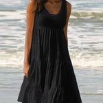 Solid Sleeveless Beach Midi Dress